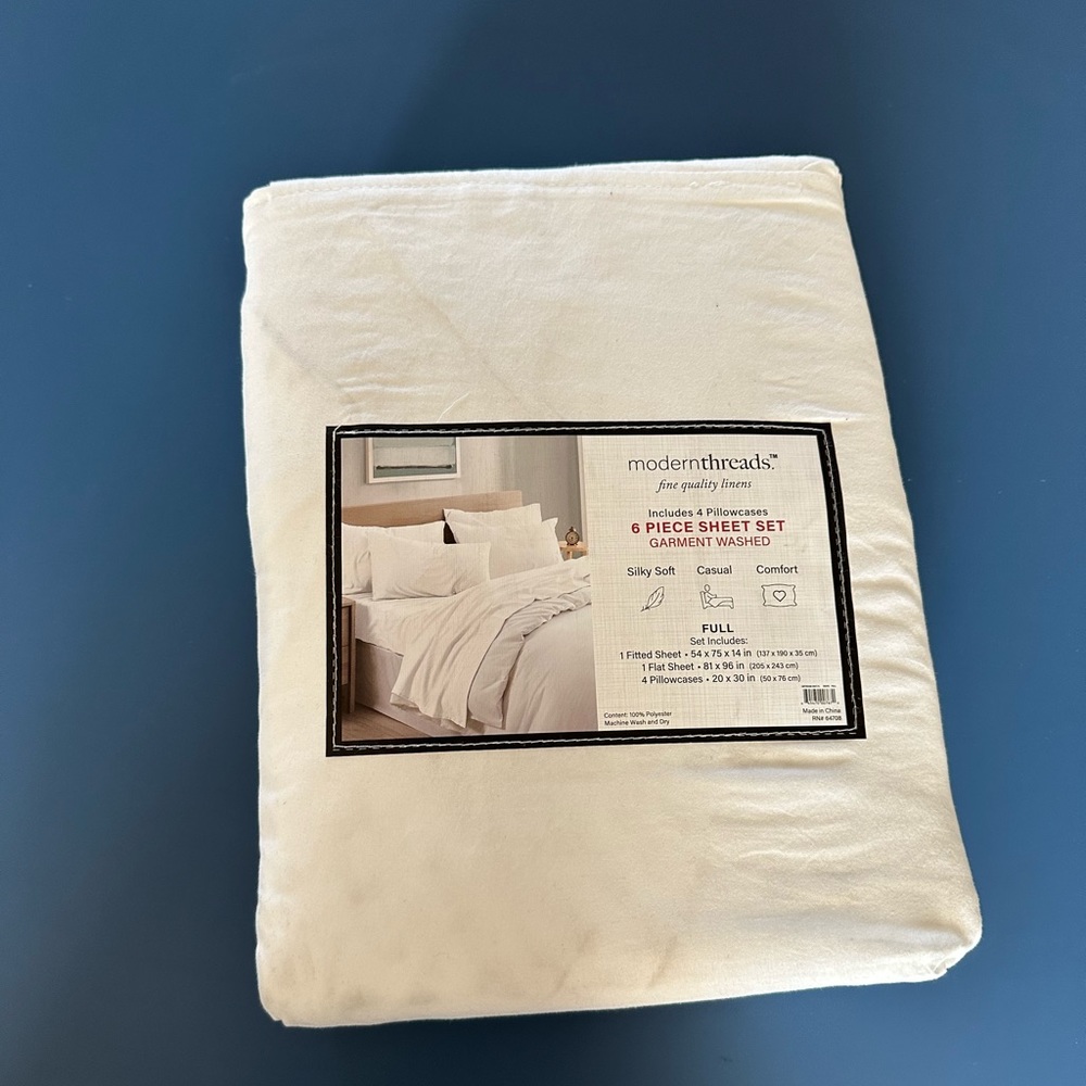 Modern Threads Garment Washed 6-Piece Microfiber Sheet Set White (Full size)